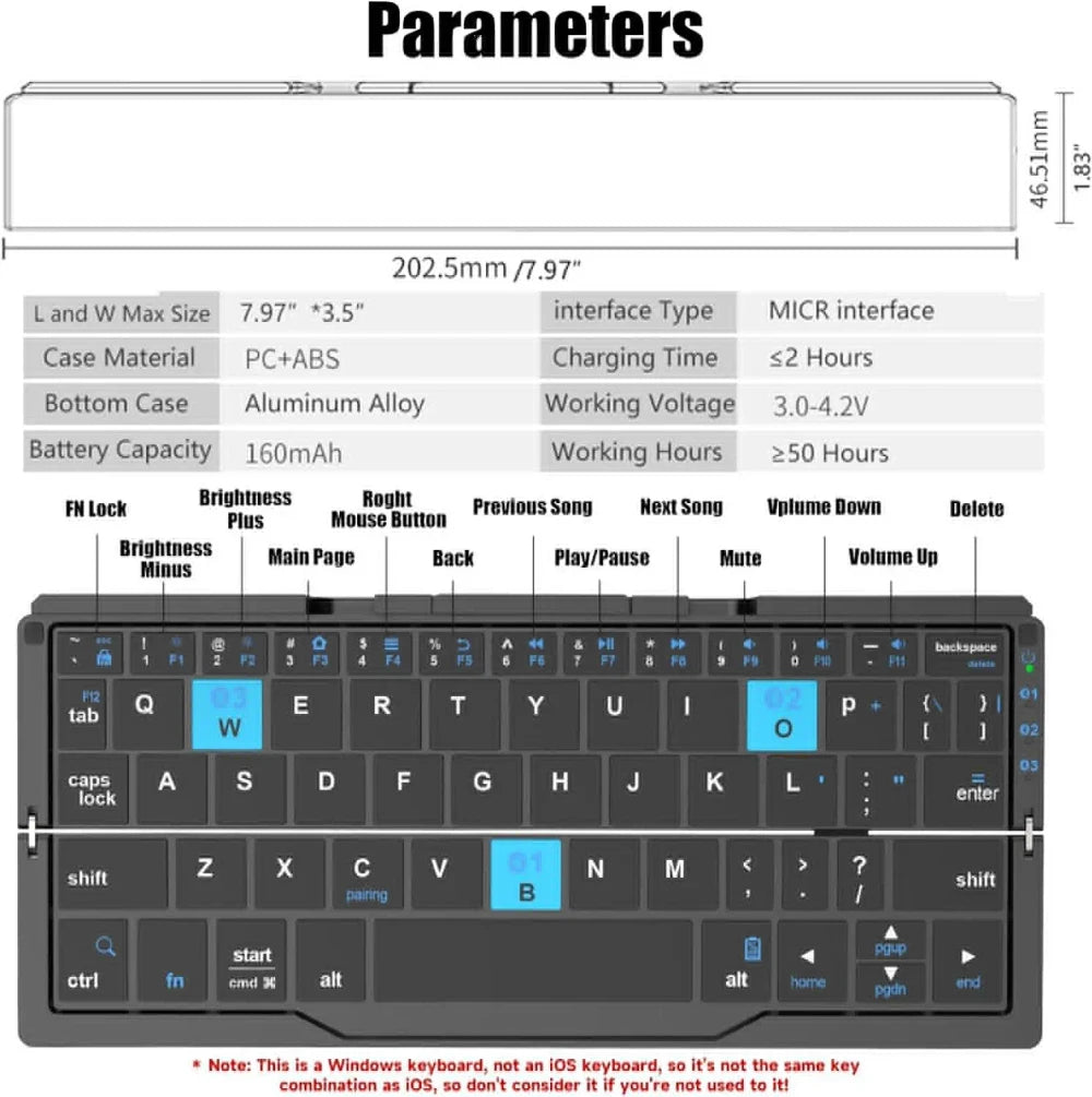 Black Foldable Phone Keyboard